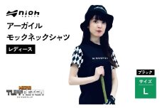 【2025年春新発売】マイクロタフレッチ レディース アーガイルモックネックシャツ/ブラック/Lサイズ ゴルフウェア ゴルフ レディース アーガイル柄 モックネック 黒 おしゃれ コーデ【124014】