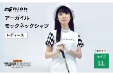【2025年春新発売】マイクロタフレッチ レディース アーガイルモックネックシャツ/ホワイト/LLサイズ ゴルフウェア ゴルフ レディース アーガイル柄 モックネック 白 おしゃれ コーデ【124020】