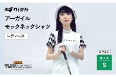 【2025年春新発売】マイクロタフレッチ レディース アーガイルモックネックシャツ/ホワイト/Sサイズ ゴルフウェア ゴルフ レディース アーガイル柄 モックネック 白 おしゃれ コーデ【124017】