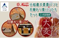 【三ヶ月定期便】小松産大麦食パンと月替わり食パンたちセット 朝食 食べ比べ 石川県 小松市【有限会社パンあづま屋】