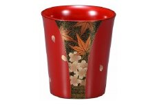 輪島塗　フリーカップ（春秋蒔絵、赤）
