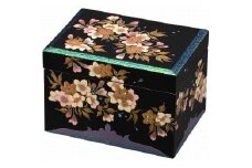 輪島塗　宝石箱（玉虫張桜蒔絵）