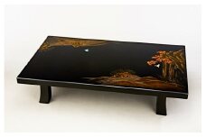 輪島塗　座卓（滝に川蝉蒔絵、4.5尺）