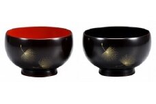 輪島塗　夫婦汁椀（溜飛華沈金）