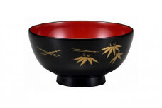 輪島塗　汁椀（松竹梅蒔絵、黒内朱）