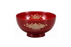 輪島塗　汁椀（桜蒔絵、朱）