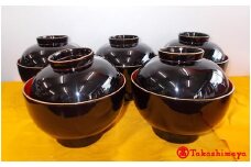 輪島塗〈大藤漆器店〉雑煮椀　溜　金縁 [高島屋選定品]