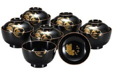 輪島塗　吸物椀（五聖蒔絵、6客揃）