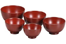 輪島塗　なごみ椀サイズ5種セット（本朱塗）