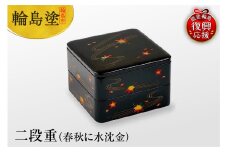 輪島塗　二段重（春秋に水沈金）