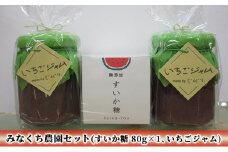 [№5984-0171]みなくち農園セット（すいか糖 80g×1、いちごジャム130g×1）