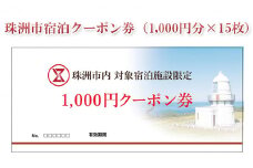 [№5984-0226]珠洲市宿泊クーポン券（1，000円分×15枚）
