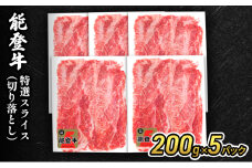 [№5984-0335]能登牛特選スライス(切り落とし)200g×5パック 牛肉 牛