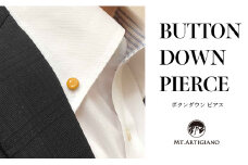 ボタンダウンピアス Color 黄  白蝶貝 漆 蒔絵 ドレスピアス ピンブローチ タイタック アクセサリー ギフト 伝統工芸 工芸品 国産 日本製 うるしアート 復興 震災 コロナ 能登半島地震復興支援 北陸新幹線 F6P-0340 クラウドファンディング 実施中 GCF