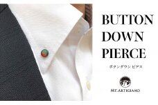 ボタンダウンピアス Japan 赤富士  富士山 黒蝶貝 漆 蒔絵 ドレスピアス ピンブローチ タイタック アクセサリー  伝統工芸 工芸品 日本製 うるしアート 復興 震災 コロナ 能登半島地震復興支援 北陸新幹線 F6P-0364 クラウドファンディング 実施中 GCF
