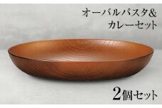 山中塗 オーバルパスタ＆カレーセット 2個セット 食器 セット 木製風 オーバルプレート 木目スプーン 家庭用電子レンジ対応 食器洗い乾燥機対応 伝統工芸 工芸品 日本製 F6P-0470 クラウドファンディング 実施中 GCF