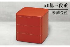 山中塗 5.0都三段重 朱渕金塗 三段重 お重 器 おせち料理 お弁当 運動会 ピクニック お花見 贈り物 ギフト 伝統工芸 工芸品 ABS樹脂 日本製 F6P-0477 クラウドファンディング 実施中 GCF