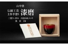 山中塗 士作手塗り 漆磨 二重ぐい呑み 内金24Kメッキ 黒 彩 1客 70ml 漆磨カップ ぐい呑み コップ カップ 贈答 贈り物 父の日 母の日 敬老の日 記念日 贈り物 ギフト 伝統工芸 工芸品 国産 日本製 F6P-2071 クラウドファンディング 実施中 GCF