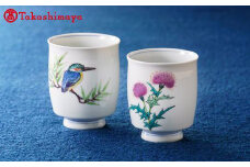 加賀九谷焼〈伊豆蔵幸治〉色絵組湯呑（翡翠・薊）【高島屋選定品】［60C0736］ F6P-1573 クラウドファンディング 実施中 GCF