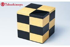 〈北市漆器店〉市松GOLD 4.0 寸　三段重（黒）【高島屋選定品】[58C0521] F6P-1597 クラウドファンディング 実施中 GCF