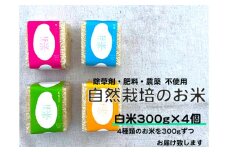 自然栽培米（真空）白米300g×4種　旭・初霜・農林22号・コシヒカリ 真空米 小分け 一人暮らし F6P-1937 クラウドファンディング 実施中 GCF