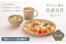 やさしい彩り 抗菌食育セット30（飯椀、プレート、マグカップセット） あま色 子ども こども キッズ 離乳食 食器 日本製 加賀市 F6P-2570