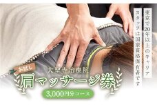 大聖寺治療院 【お試し】肩マッサージ券（3,000円分コース） 治療 整体 疲労回復 プレゼント 癒し F6P-2799