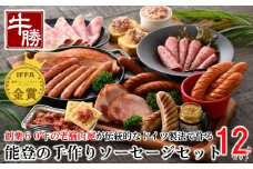 IFFA 金賞 ソーセージ 6種 12点 詰め合わせ 粗びき プレーン 国産 豚肉 豚 厚切り ベーコン サラミ レバー ペースト 贈り物 贈答 贈答用 ギフト 能登豚 ブランド 冷蔵 時間指定 包装 ソーセージセットC  [B033]
