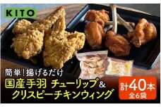 【揚げるだけ簡単！】チューリップ＆クリスピーチキンウィング 計40本【KITO 唐揚げシリーズ】 | 鶏肉 唐揚げ 揚げ物 冷凍 取り寄せ むね肉 国産 肉 手羽元 手羽先 国産 パーティー バーベキュー BBQ 送料無料
