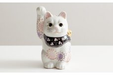 [№5784-0237]九谷焼 4号招き猫・花むらさき