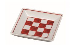 [№5784-0472]九谷焼　3号皿・赤絵石畳 5枚セット a01 民芸品 工芸品 焼き物 食器