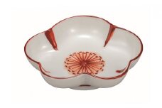 [№5784-0474]九谷焼　3.5号皿・赤絵花文 5枚セット a01 民芸品 工芸品 焼き物 食器
