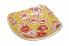 [№5784-0477]九谷焼　3号皿・フラワーシャワー黄色 5枚セット a01 民芸品 工芸品 焼き物 食器