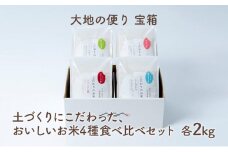 [№5784-0519]【大地の便り 宝箱】令和6年度産　土づくりにこだわった、おいしいお米4種食べ比べセット 各2kg