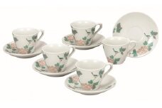 [№5784-0542]九谷焼 コーヒーセット・小鳥（5客セット）