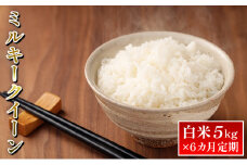 [№5784-0602]ミルキークイーン　白米5kg×6カ月定期