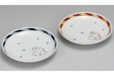 [№5784-0746]九谷焼 6号ペア皿/招き猫