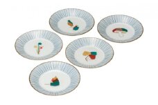 [№5784-0887]九谷焼　5.2号皿揃　山の幸 （5枚セット）a01