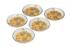 [№5784-0896]九谷焼　4.5号皿揃　花詰 （5枚セット）a01