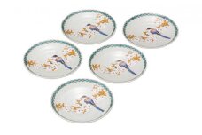 [№5784-0900]九谷焼　5.2号皿揃　花鳥 （5枚セット）a01