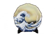 [№5784-1142]九谷焼　10号飾皿　神奈川沖浪裏（皿立付） a05