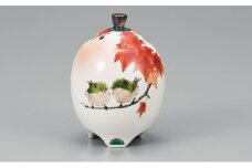 [№5784-1244]3.5号香炉　紅葉に鳥　中村陶志人