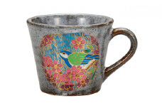 [№5784-1030]九谷焼　 マグカップ　金桜花鳥　a04