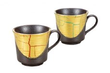 [№5784-1038]九谷焼　 ペアマグカップ　金箔彩　a04