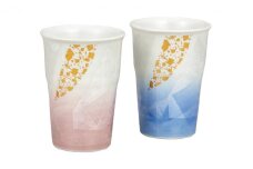 [№5784-1060]九谷焼　 ペアフリーカップ　銀彩金チラシ　a04