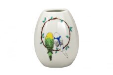 [№5784-1094]九谷焼　3.5号一輪生　睦インコ