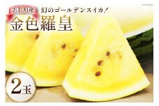 【期間限定】金色羅皇（黄色）【幻の ゴールデンスイカ】 2玉 [米吉農園 石川県 志賀町 BA4120]  スイカ すいか 西瓜 黄色スイカ 果物 フルーツ 野菜