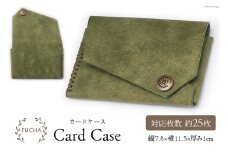カードケース オリーブ [FUCHA 石川県 志賀町 CJ5007-g] Card Case  イタリアンレザー プエブロレザー ハンドメイド 手縫い 革製品 本革 名刺入れ