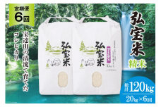 米 定期便 コシヒカリ 「弘宝米」 精米 10kg ×2袋 ×6回 総計 120kg [中西農場 石川県 宝達志水町 38600994] お米 白米 こしひかり 美味しい 農家 直送 6ヶ月 120キロ 20キロ 石川 能登