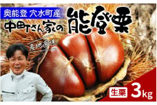 【先行予約】中町栗園の能登栗3kg～能登の大地で育った能登栗～【2025年9月下旬より順次発送】 / 能登半島 奥能登 くり 生栗 マロン 和栗 焼き栗 栗ごはん 焼き栗 国産 果物